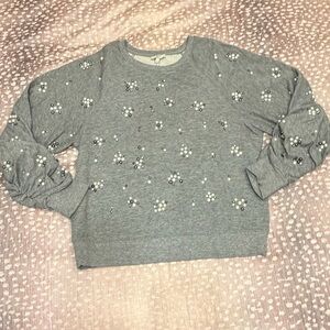 Joie Gray Sweatshirt with Pearl Embellishments